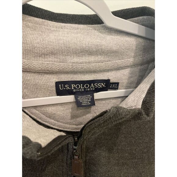 U.S. Polo Assn 1/4 Zip Sweater Pullover Men's Size XXL Gray Mock Collar - Picture 2 of 6